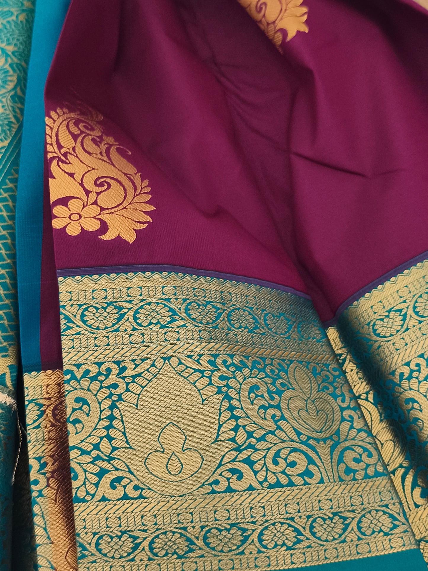 Kanchi Semi Silk Saree with contrast blouse