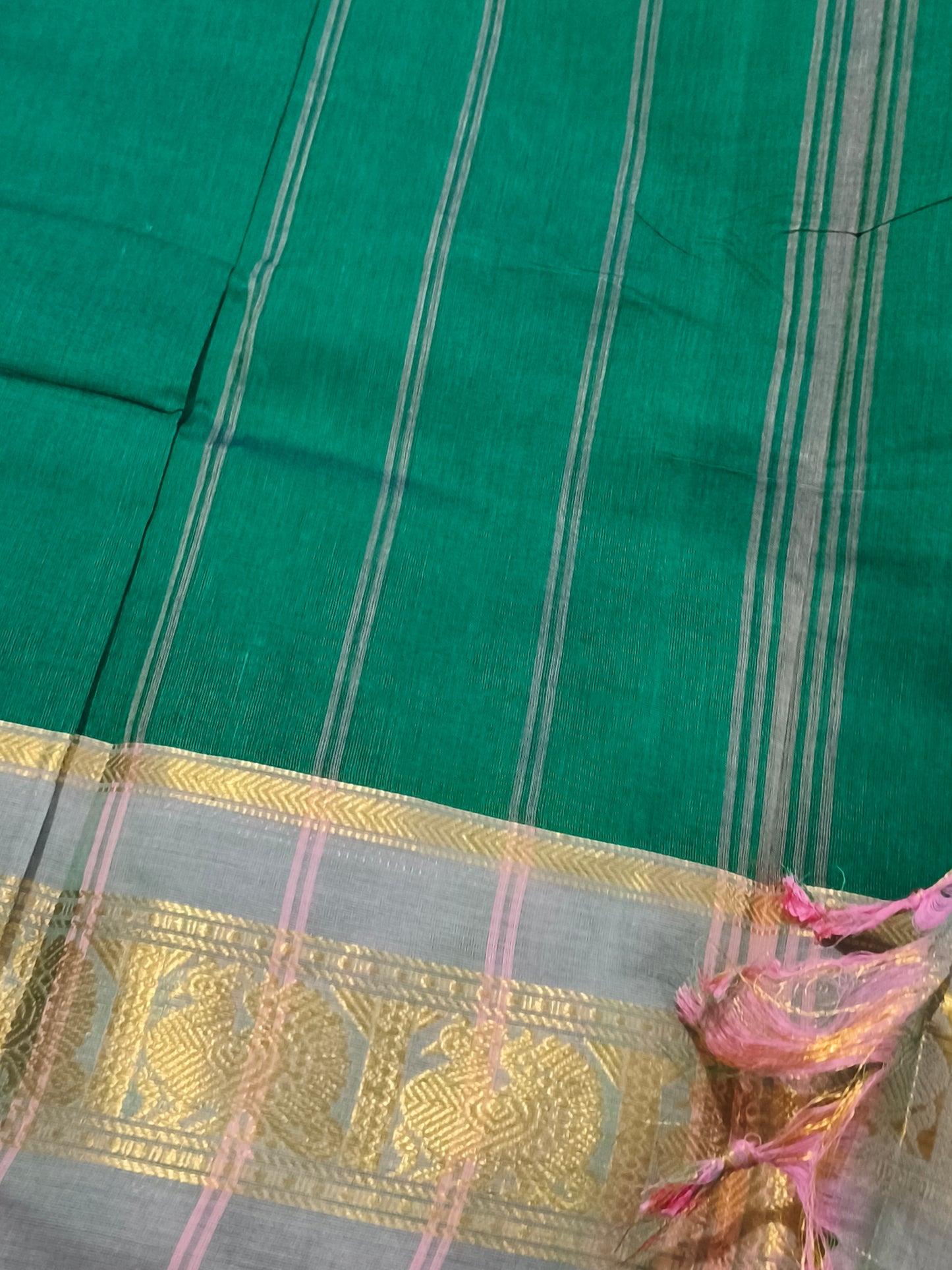 Pure Kanchi Cotton Saree (Green)