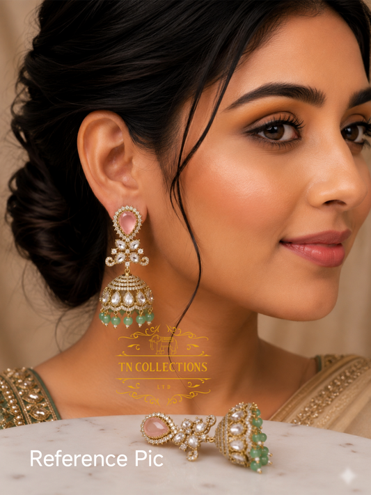 Antique Polish cz AD kundan stone Jumkas