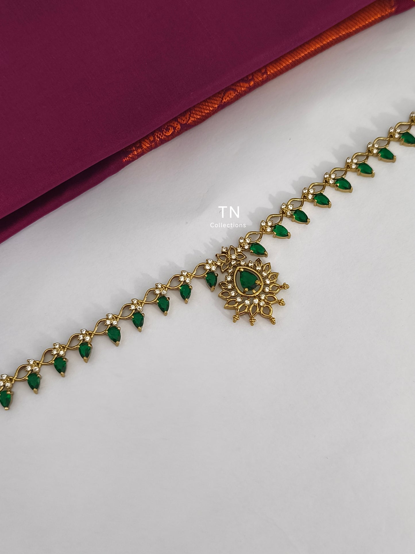 Antique Matte Finish Simple Hip chain (Green)
