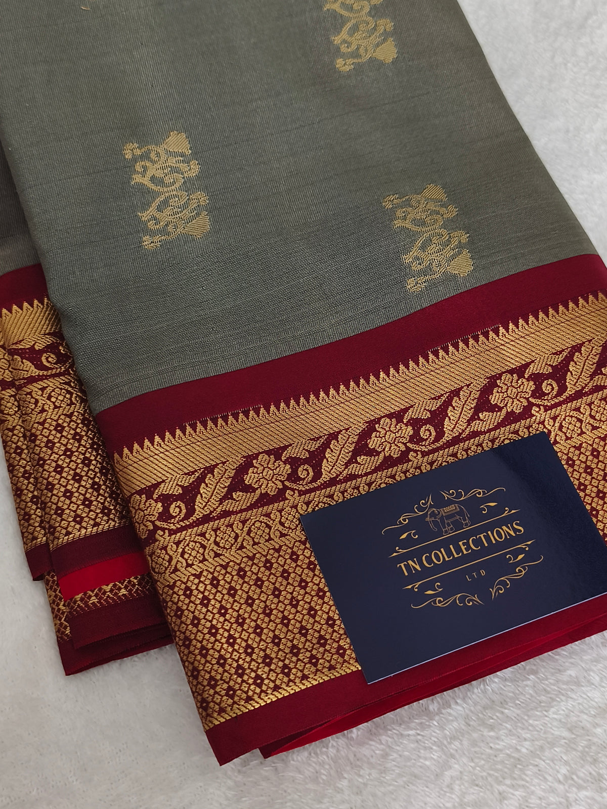kanchi Semi Silk Saree with contrast blouse
