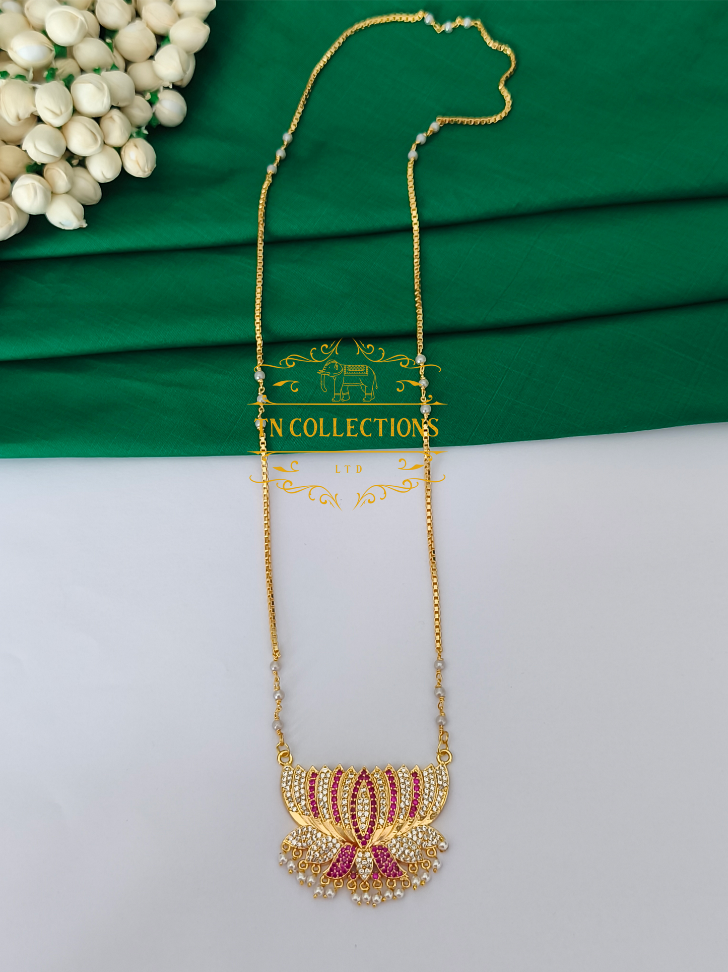 Micro Gold plated Traditional Lotus Pathakkam(24 inches length)
