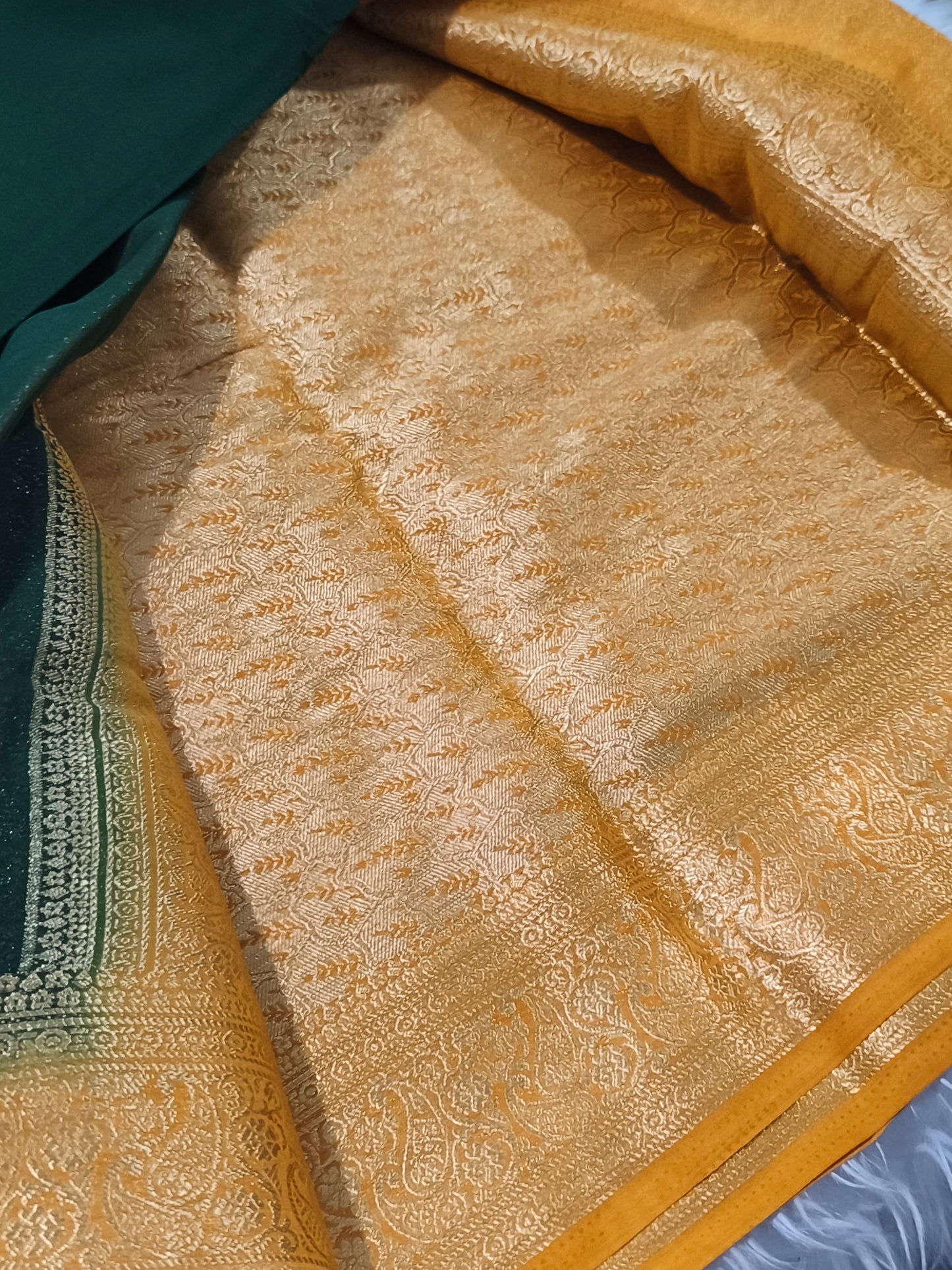 Dark Green Chiffon Georgette saree