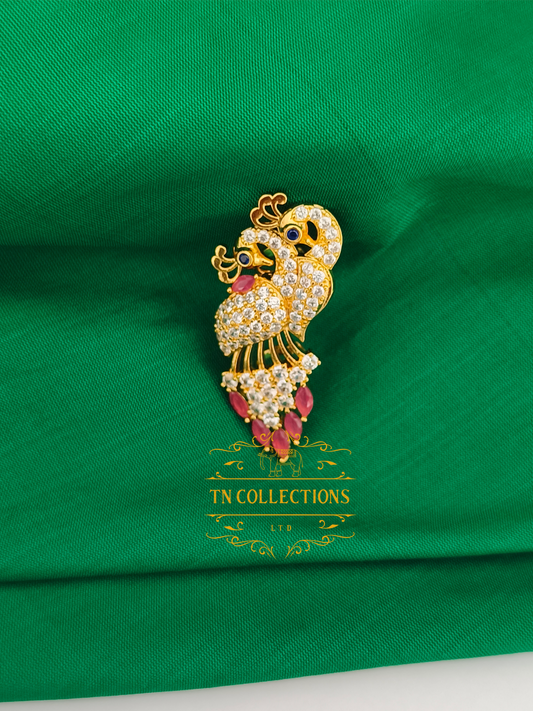 Gold Plated Mugappu for Thalikodi (Twin peacock design Brooch)