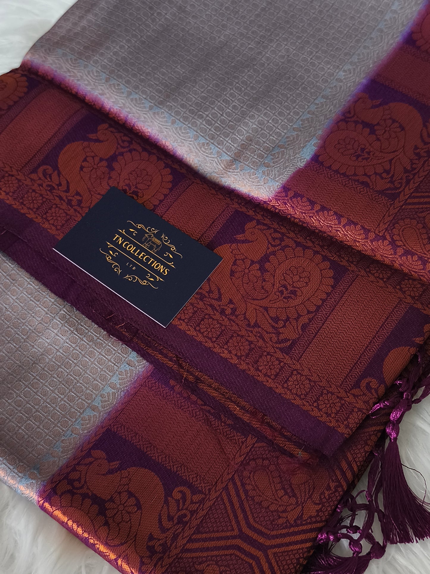 Soft Kubera pattu saree Grey
