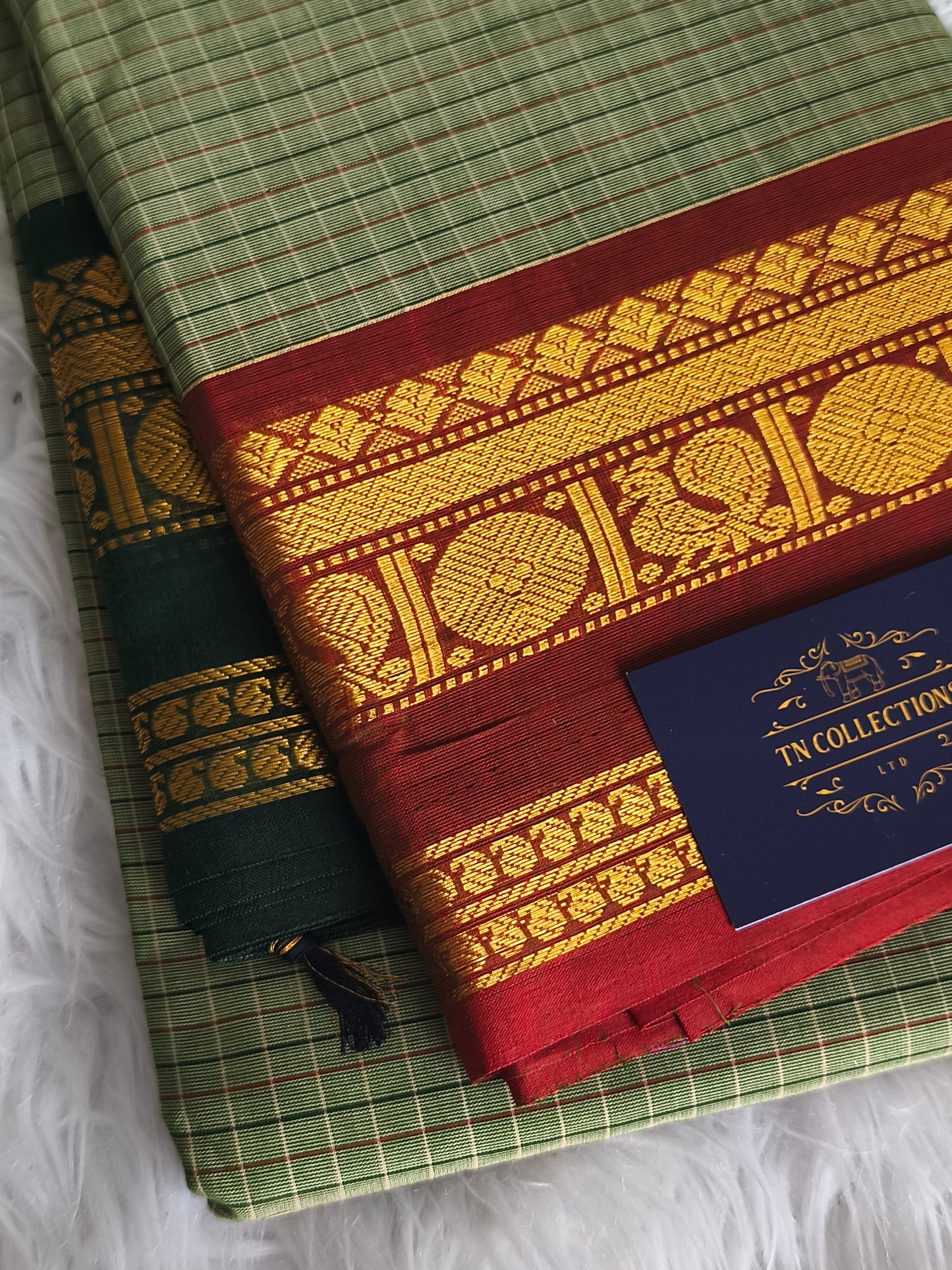 Pure Handloom kanchi cotton Kattam Saree