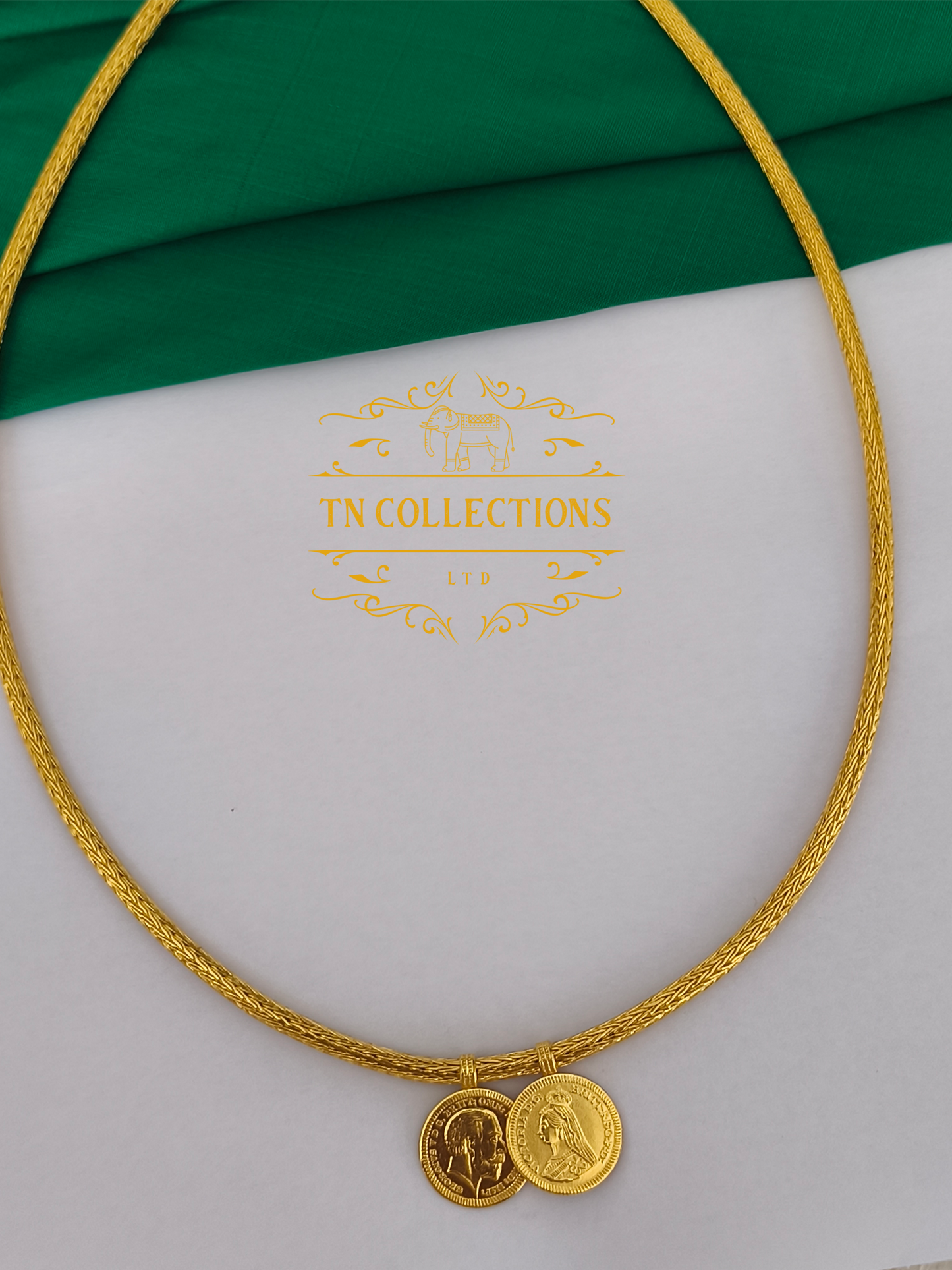 22ct Gold Plated Traditional Hindu Thalikodi with Coins (9-11 Pawn thickness)