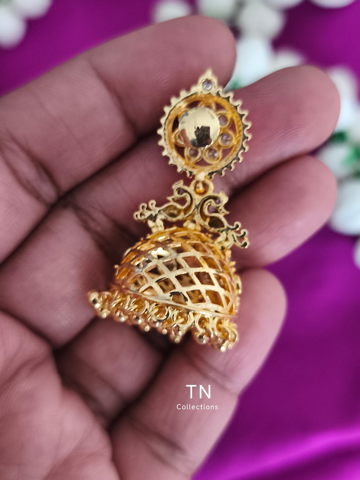 Gold Finish Jhumka Earrings