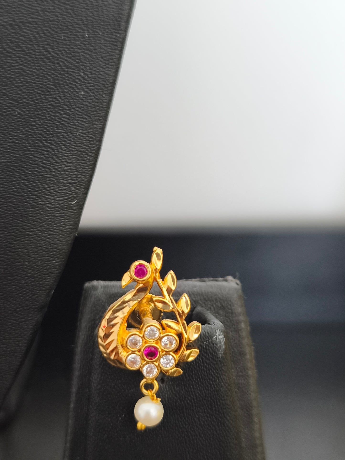 Micro gold plated pathakkam chain with pendant and earrings