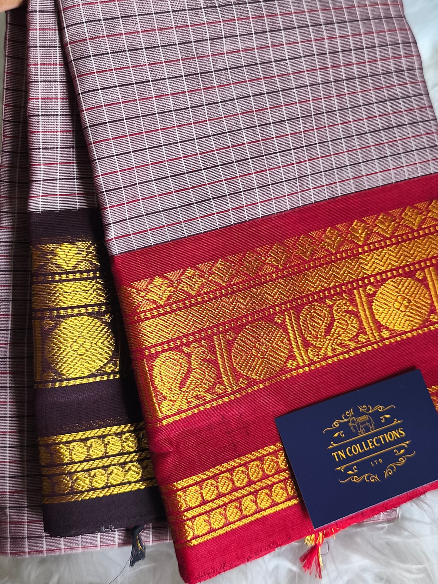 Pure Handloom kanchi cotton Kattam Saree