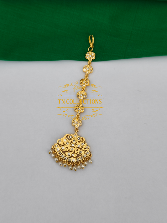 Micro Gold Finish Traditional Tikka (Full white stones)