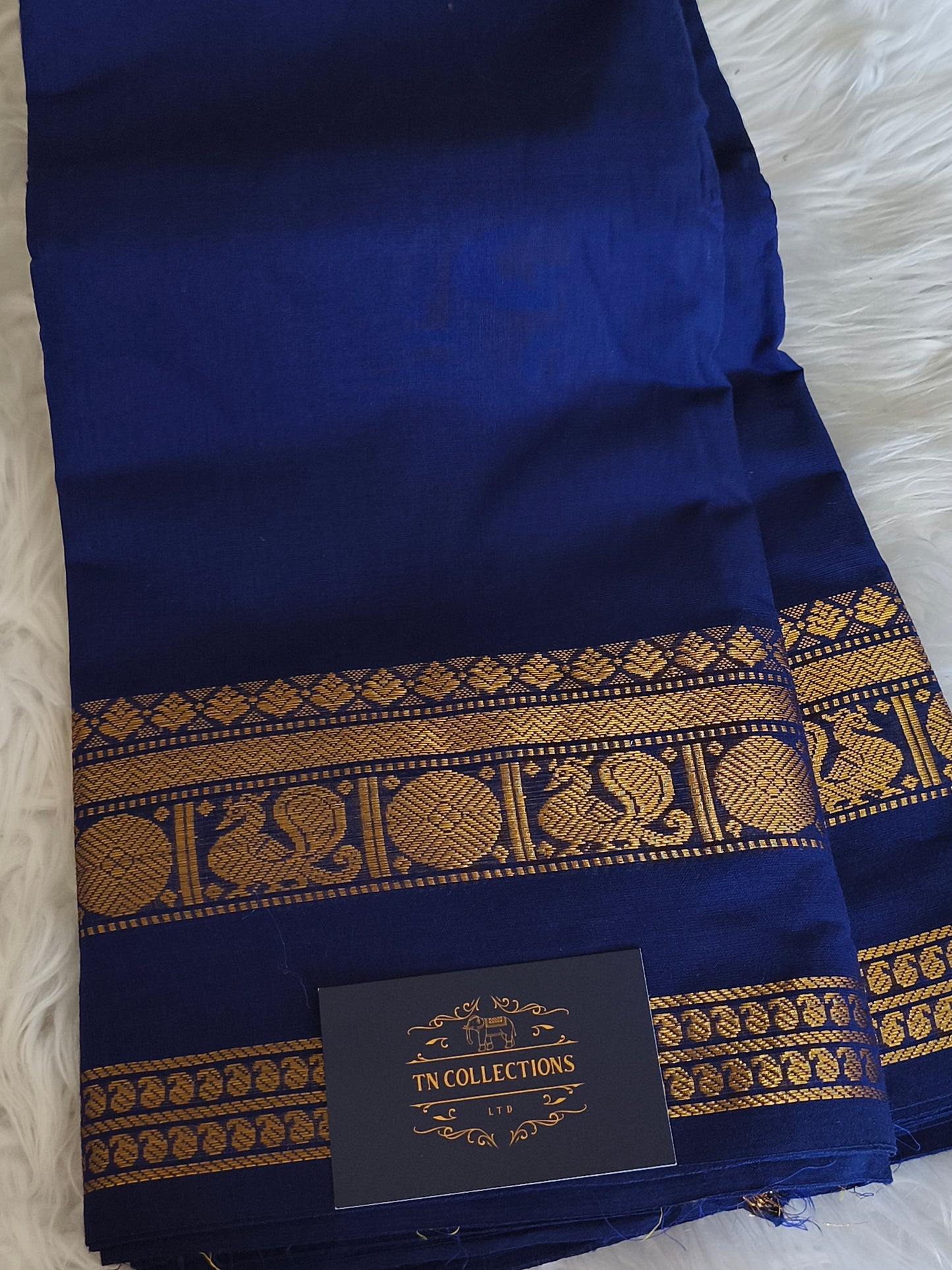 Pure handloom kanchi cotton saree (Blue)