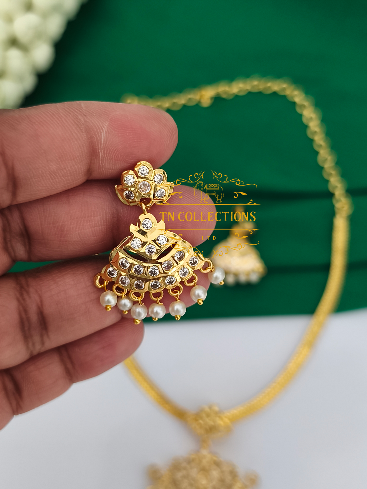 Micro Gold Finish Semi Bridal Set (Full white stones)
