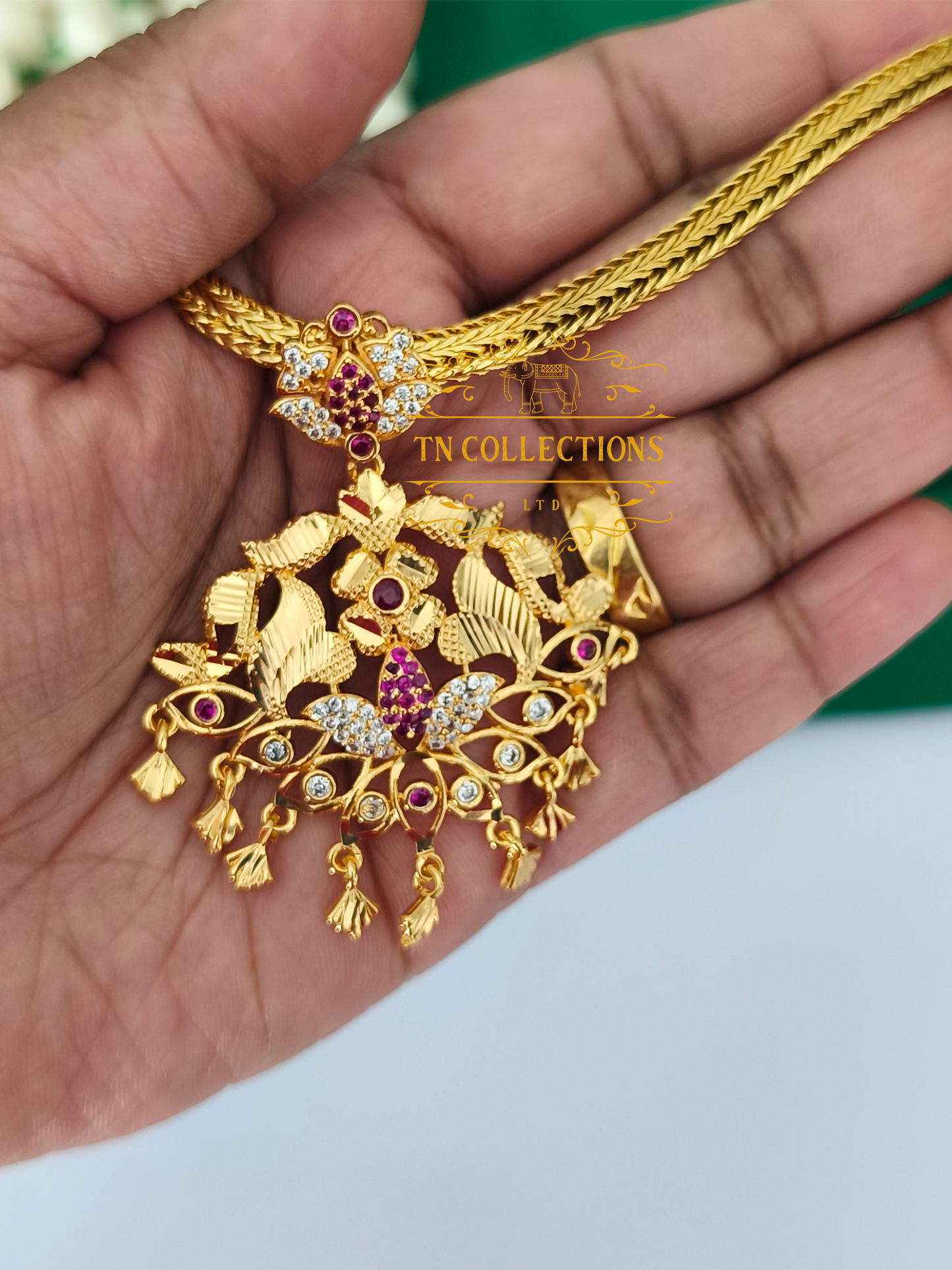 Micro Gold Finish Cz Premium Necklace