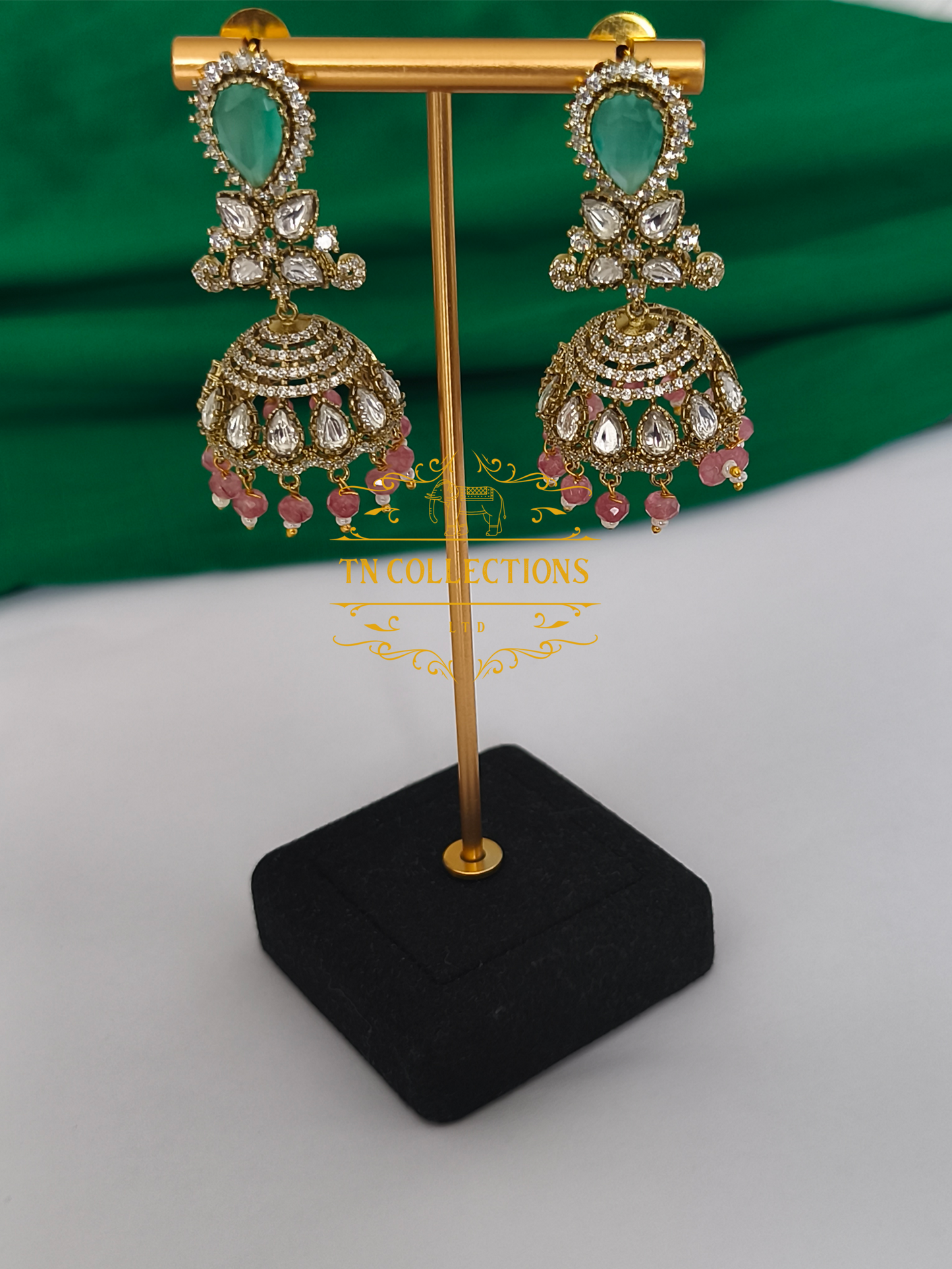 Antique Polish cz AD kundan stone Jumkas