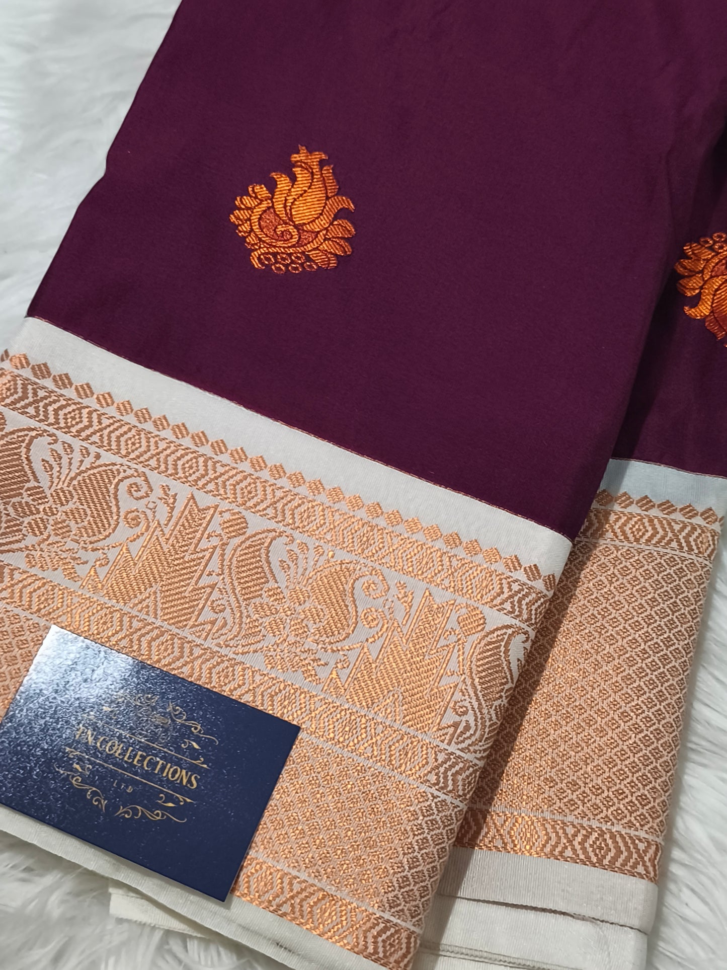 Korvai Premium Soft Silk Saree (Wine Purple)