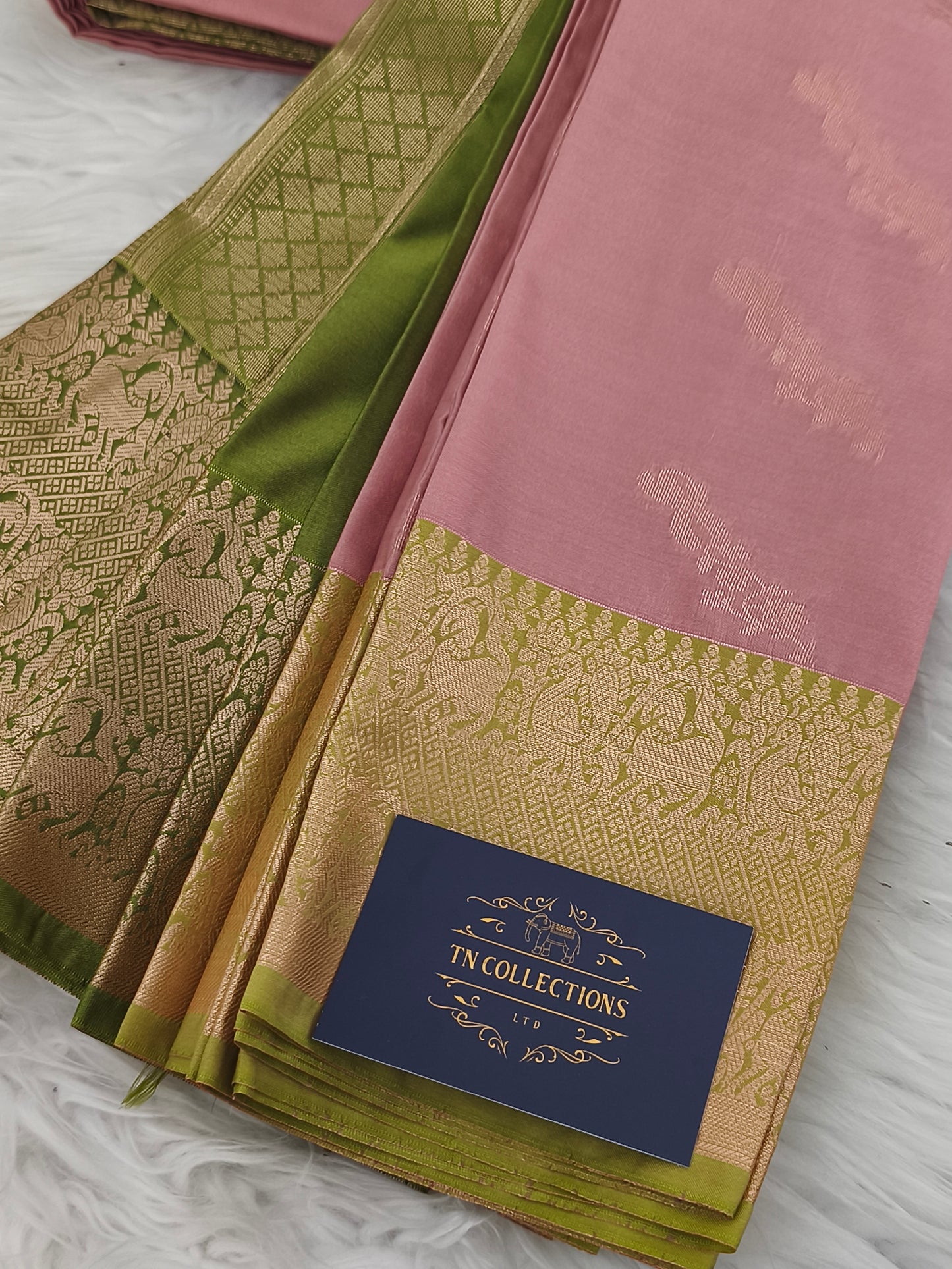 Dusty Pink Kanjivaram Semi Silk Saree
