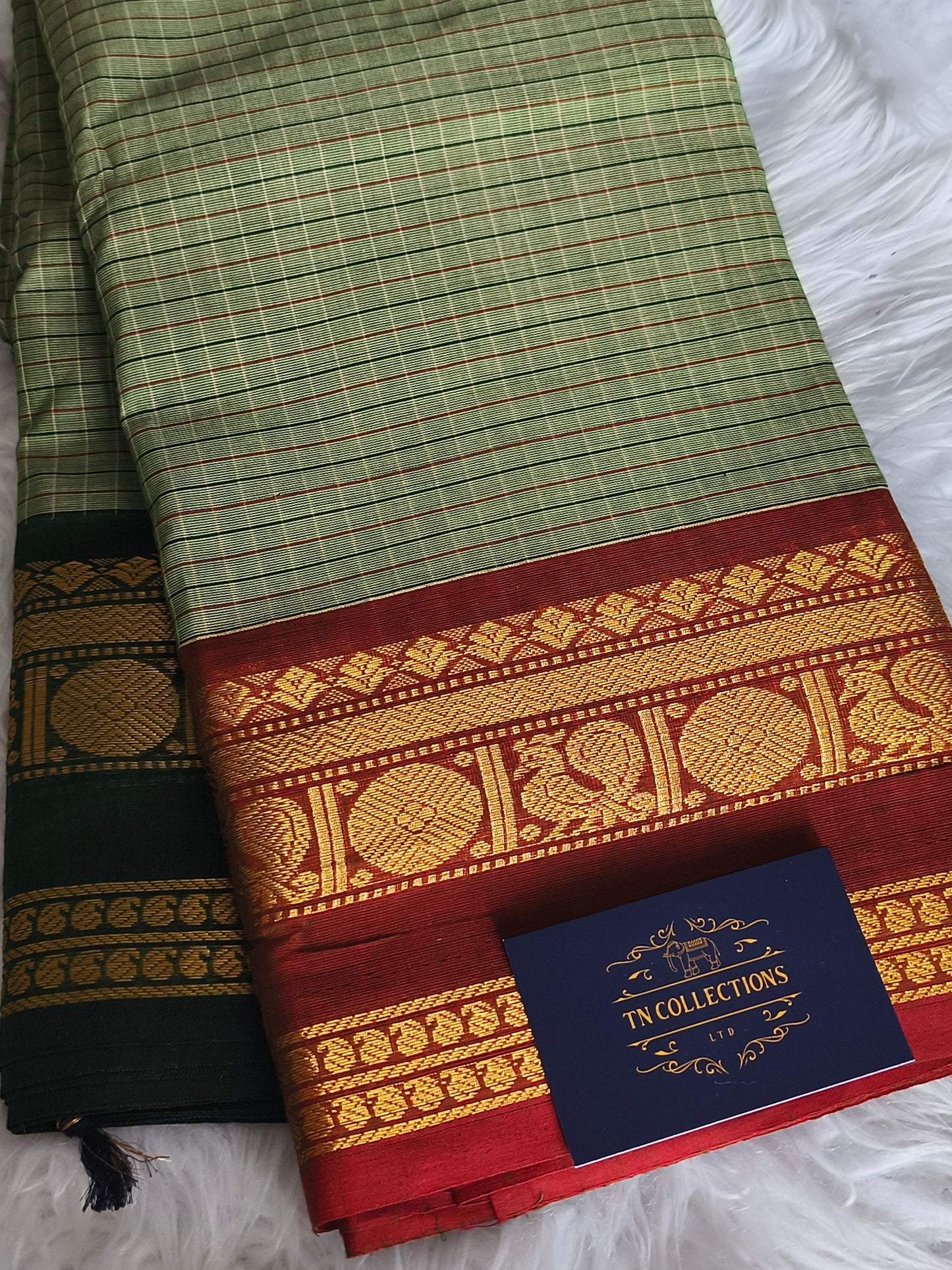 Pure Handloom kanchi cotton Kattam Saree
