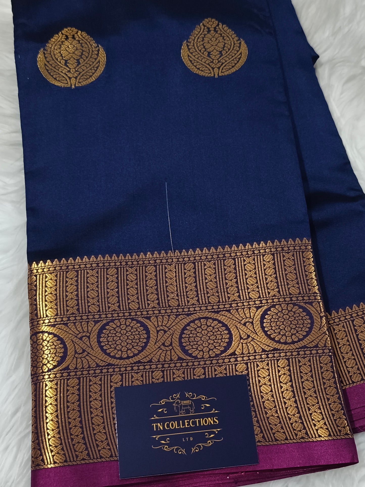 Luxury Semi Soft Silk Saree (Navy Blue)