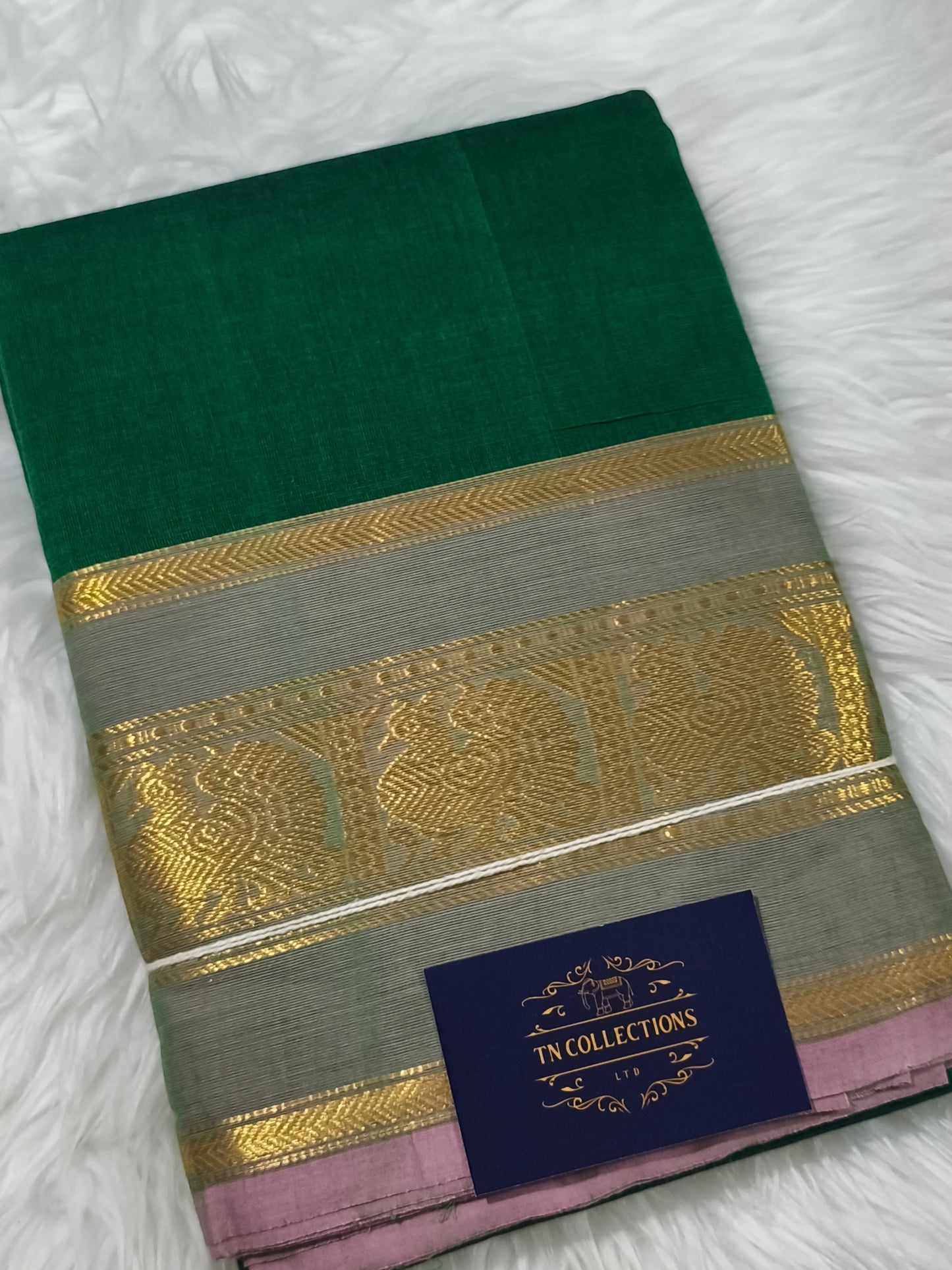 Pure Kanchi Cotton Saree (Green)