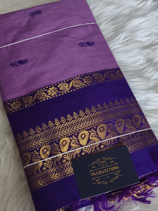 Lavender Purple Kalyani cotton Pattu Saree