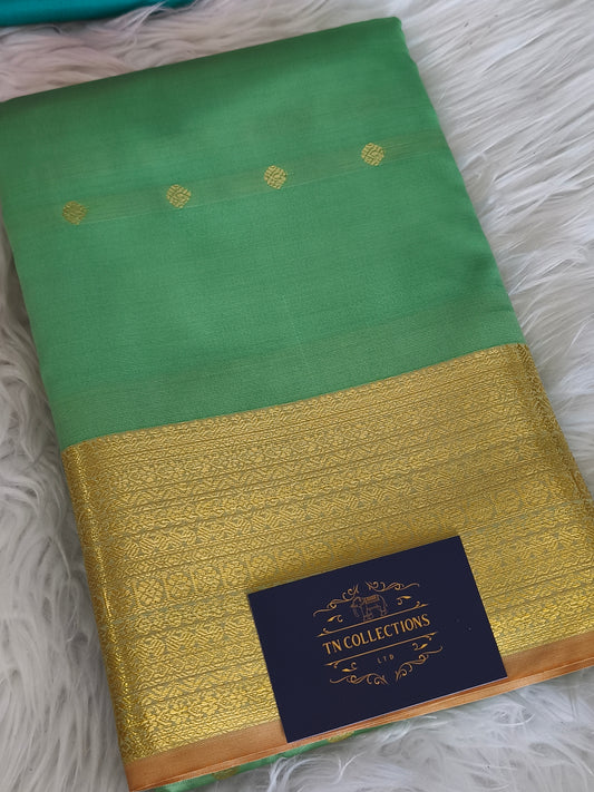 Semi Soft Silk Saree (Mint Green)