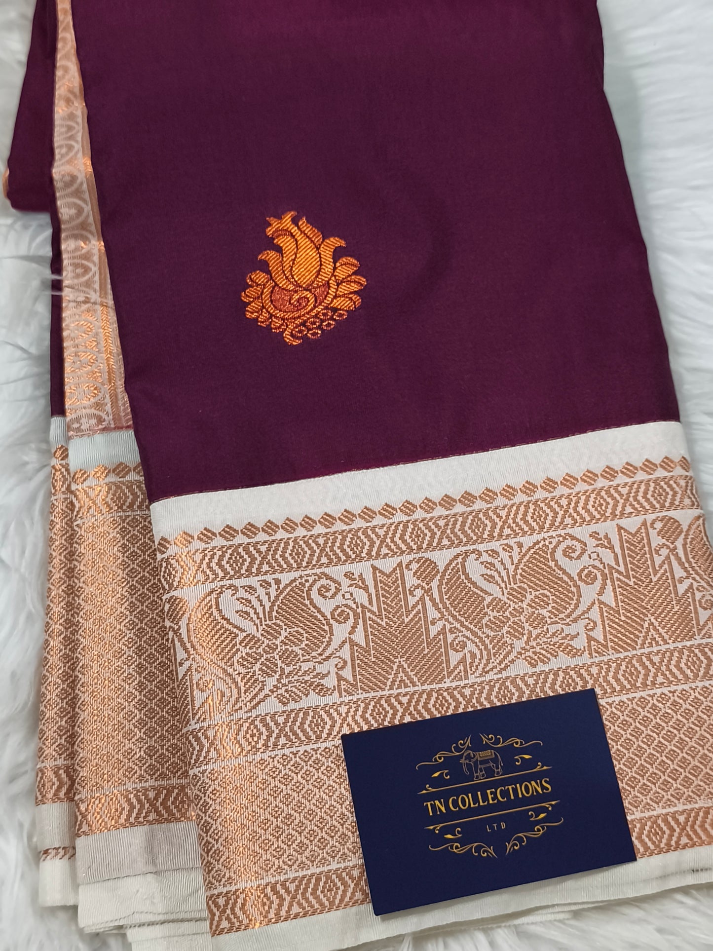 Korvai Premium Soft Silk Saree (Wine Purple)