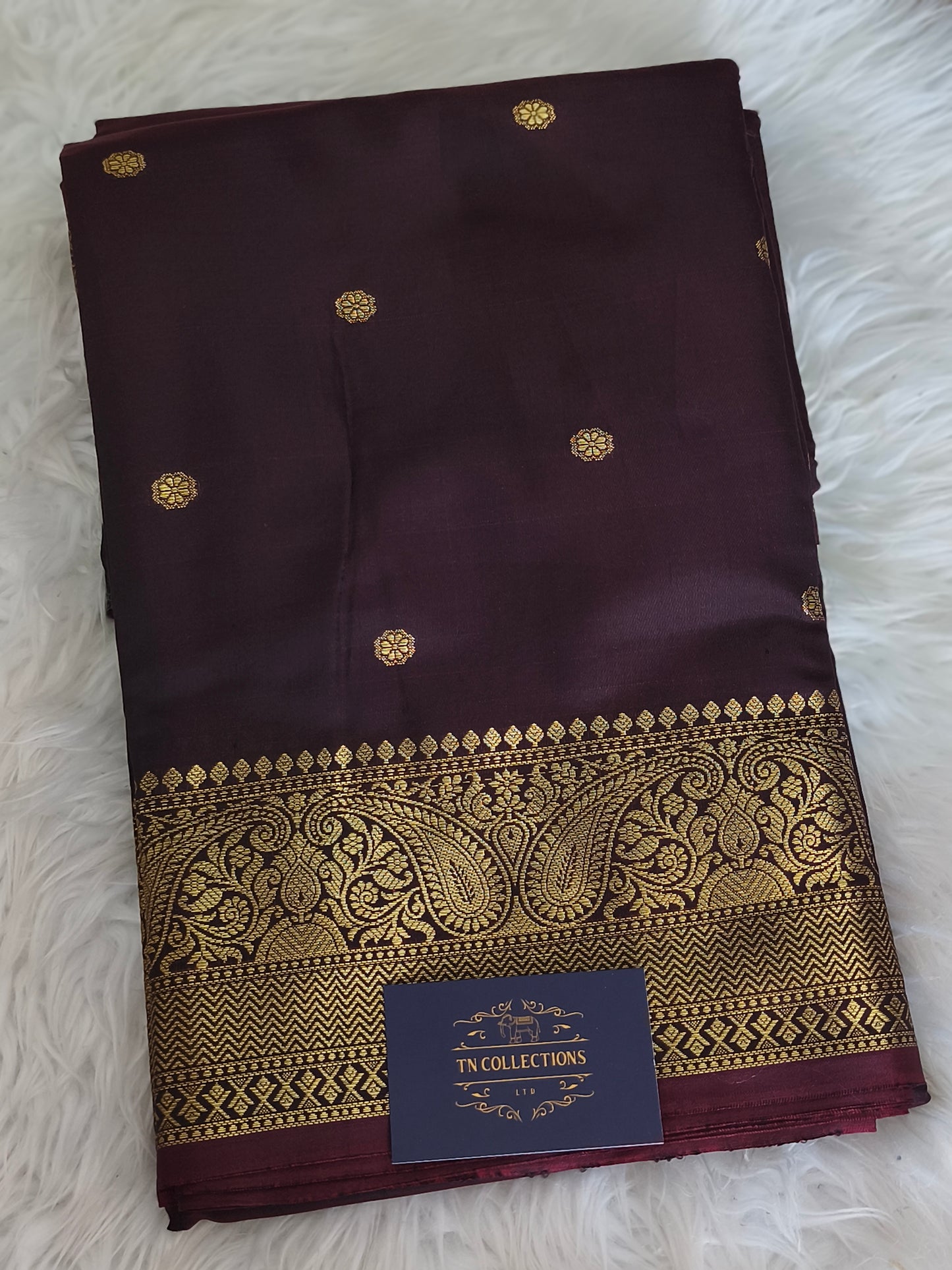 Dark Brown Banarasi Semi kataan Soft Silk