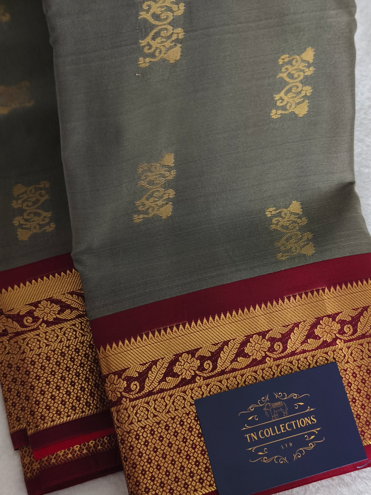 kanchi Semi Silk Saree with contrast blouse