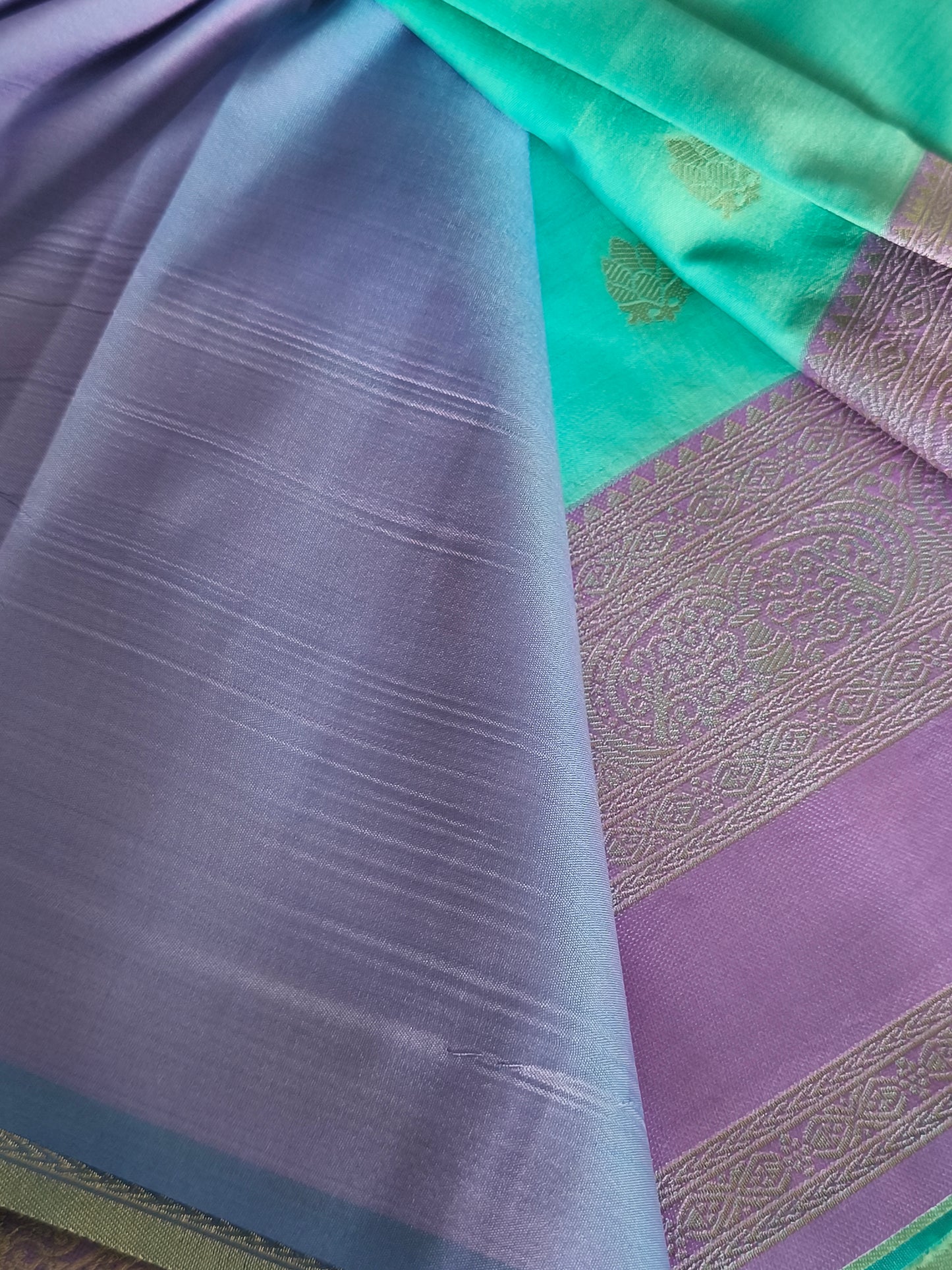 Kanchi Semi Silk Saree with contrast blouse