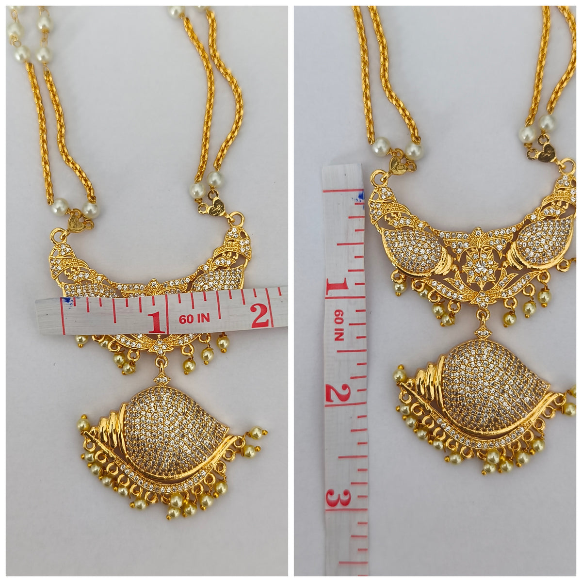 Micro Gold-Plated Traditional Sangu Pathakkam with Double layer pearl chain