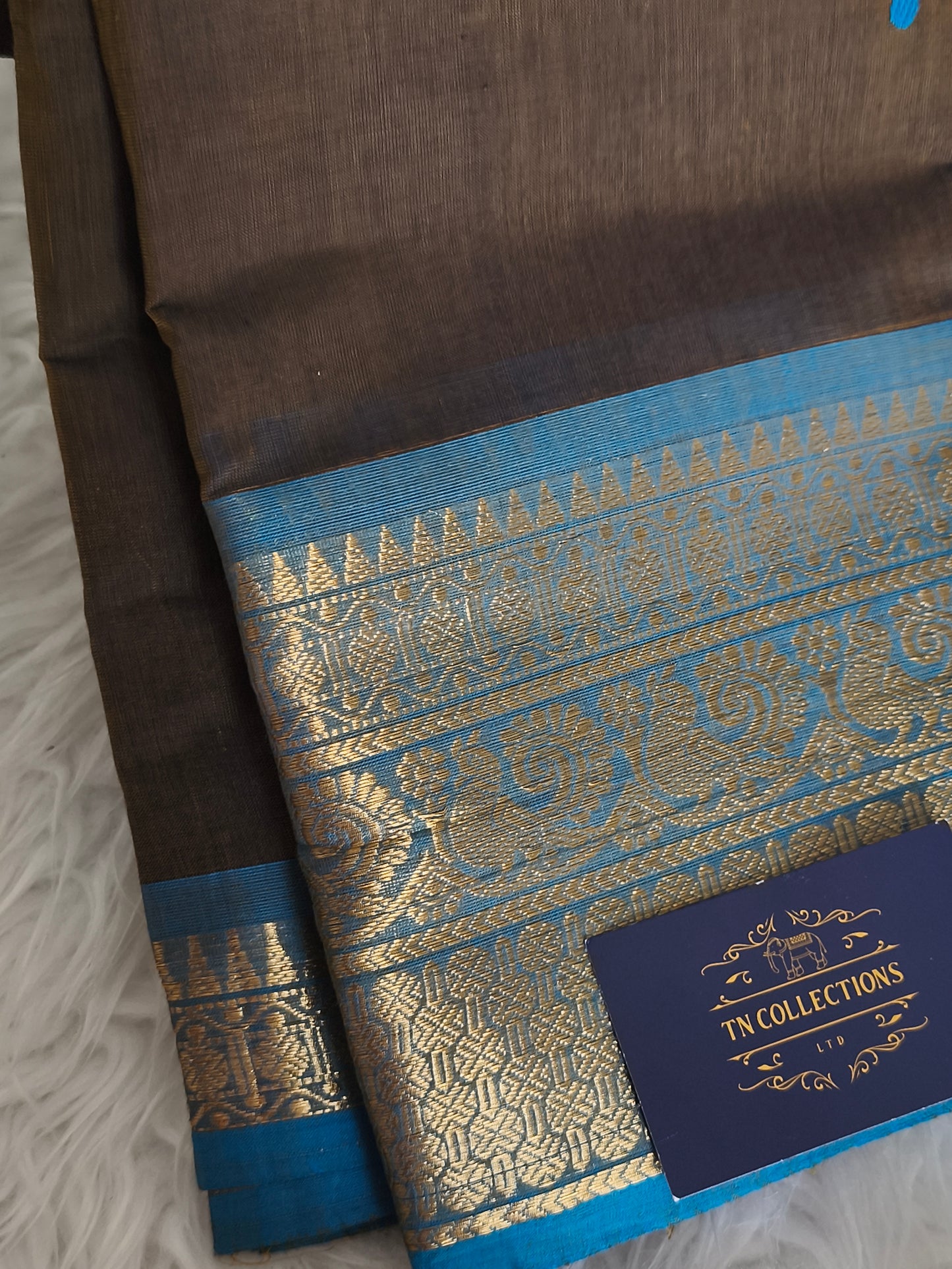 Pure kanchi Cotton Saree (Brown)