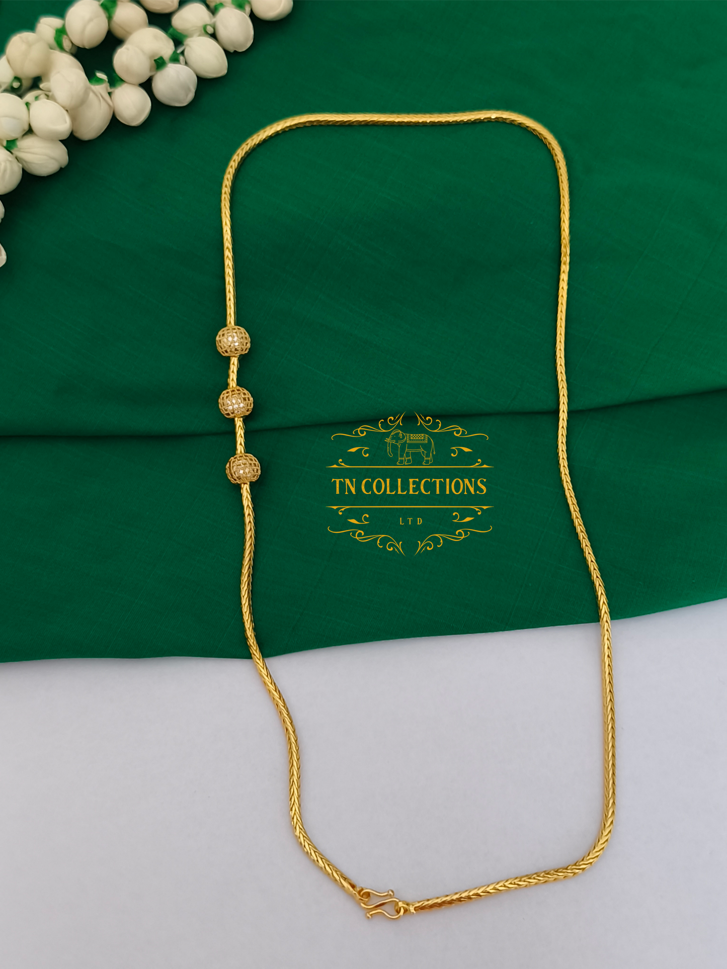 Gold Polish CZ AD stone Mugappu Kodi (Full white stones)