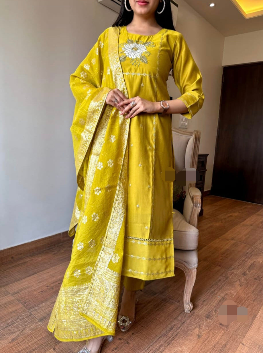 3pcs Readymade Side open kurthi (Size 42)