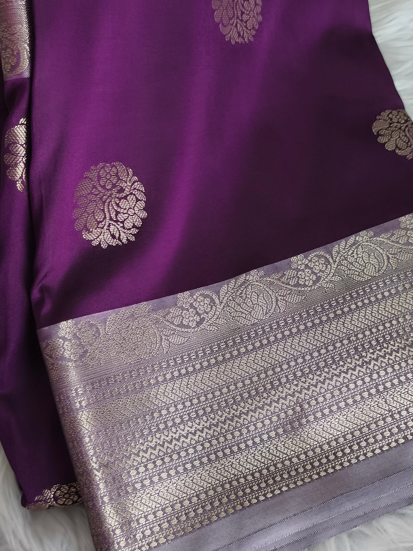 Banarasi Semi Katan Semi Silk Saree (Wine Purple)