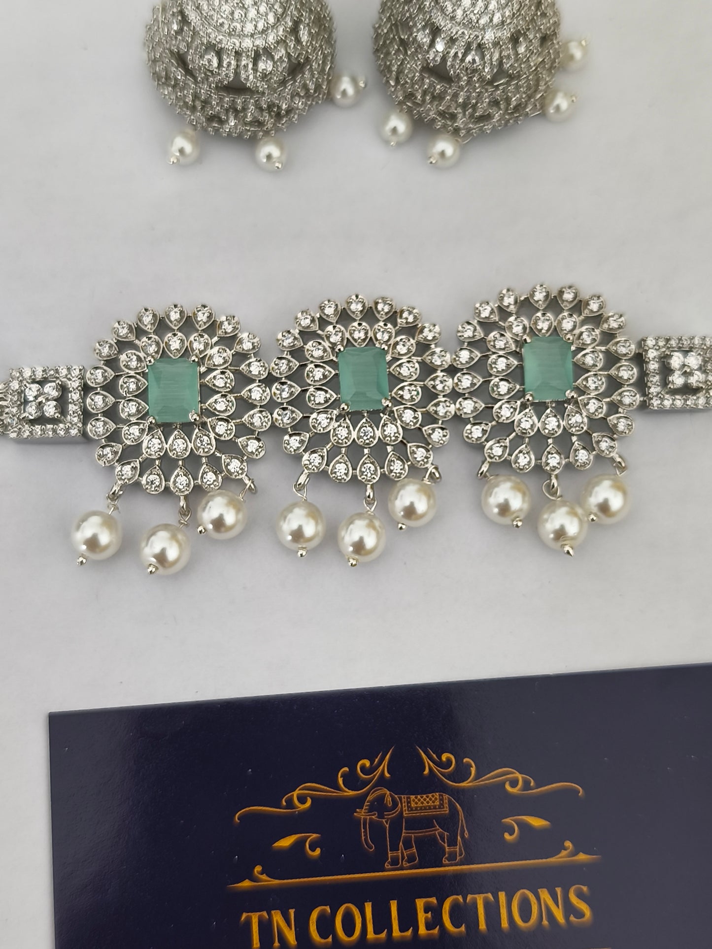 Silver Finish Choker Necklace set