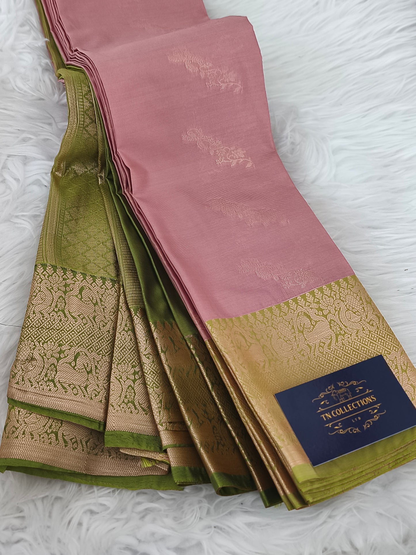 Dusty Pink Kanjivaram Semi Silk Saree