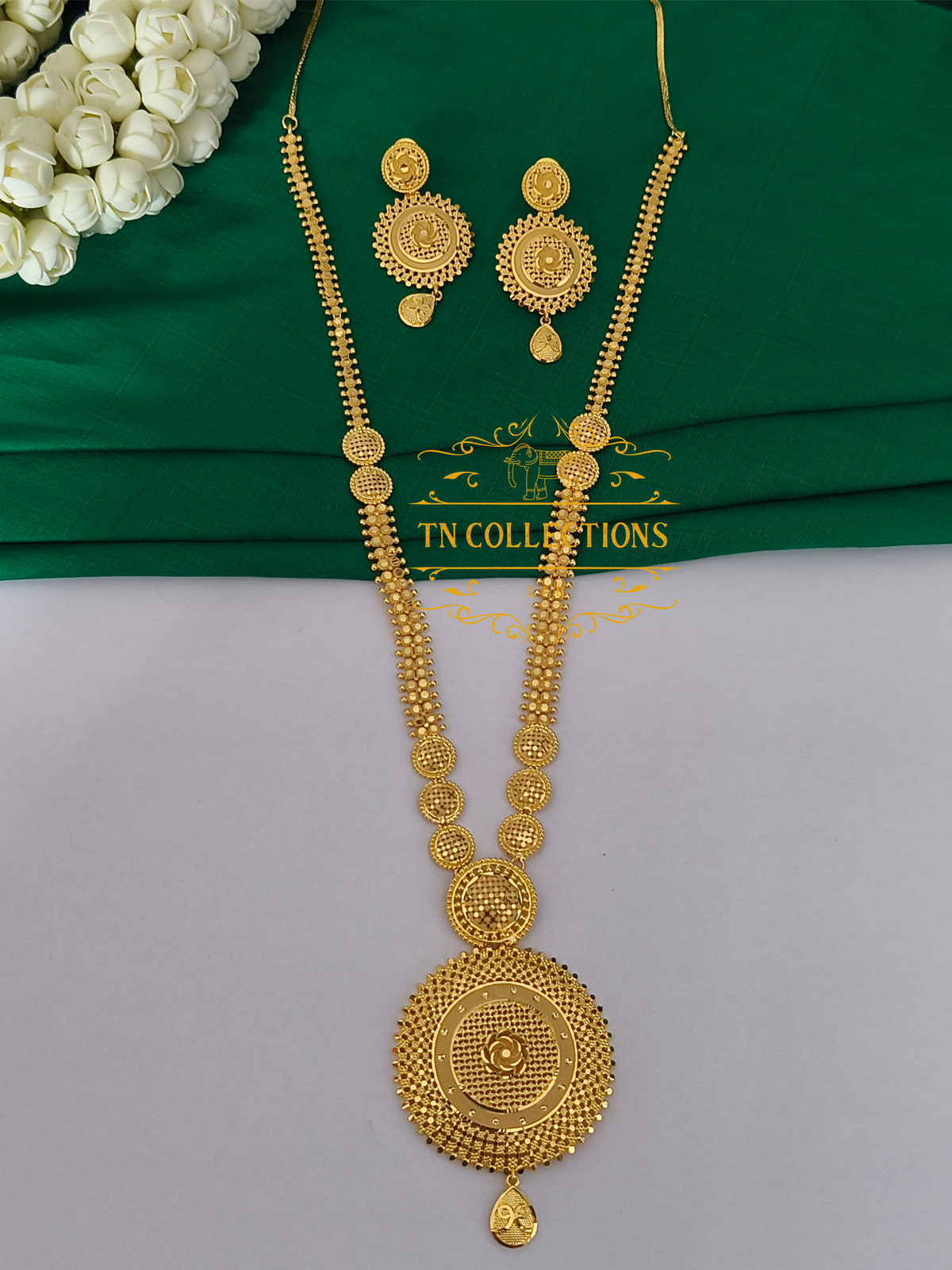 One Gram Gold Forming Haaram with Earrings