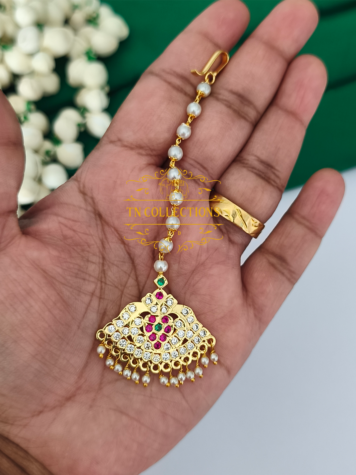 Micro Gold Finish cz Tikka (Multicoloured stones)