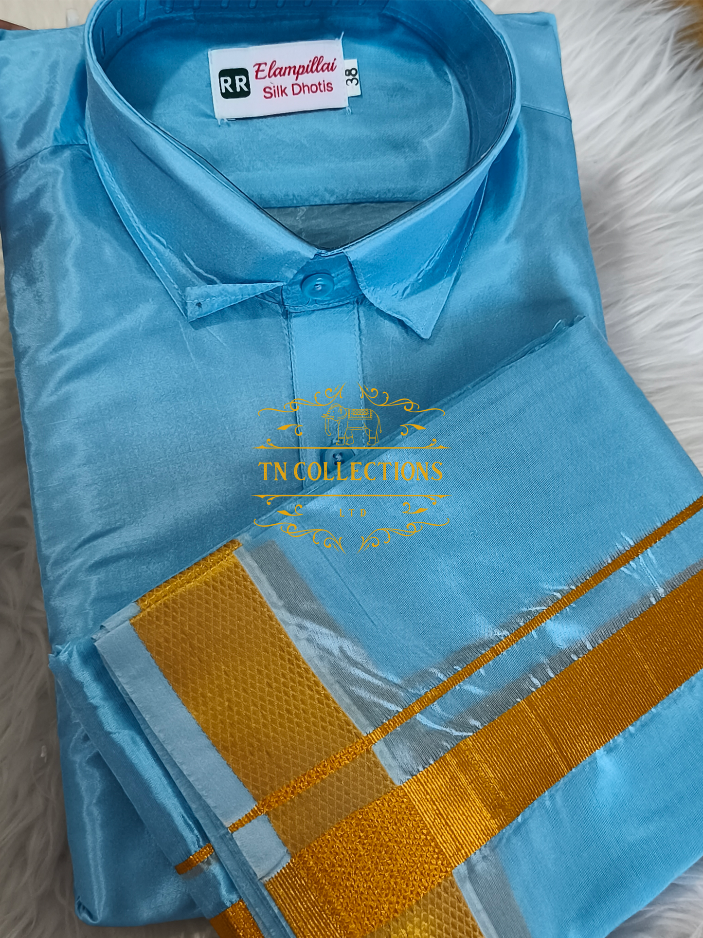 Blue Colour Veshti Shirt set