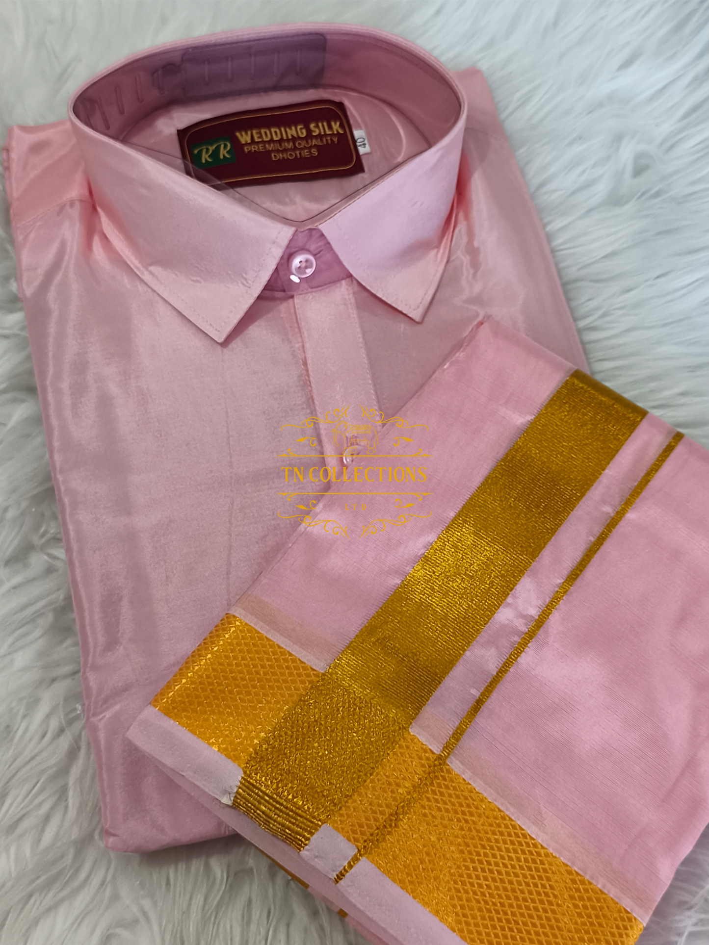 Pink Colour Veshti Shirt set