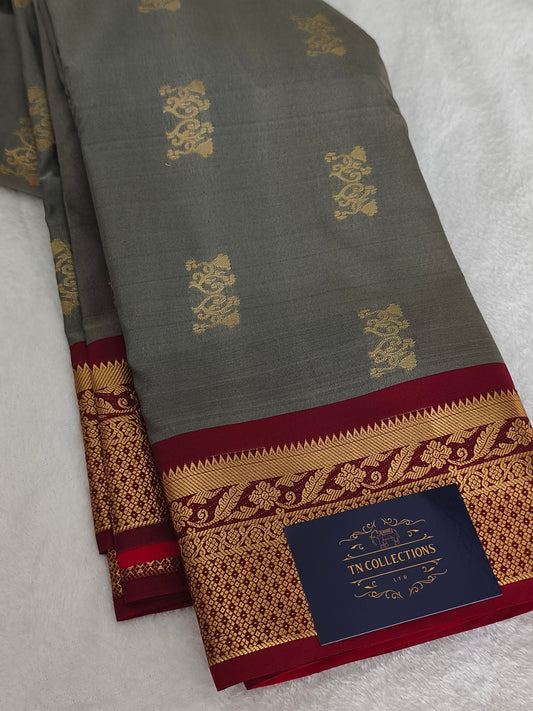 kanchi Semi Silk Saree with contrast blouse