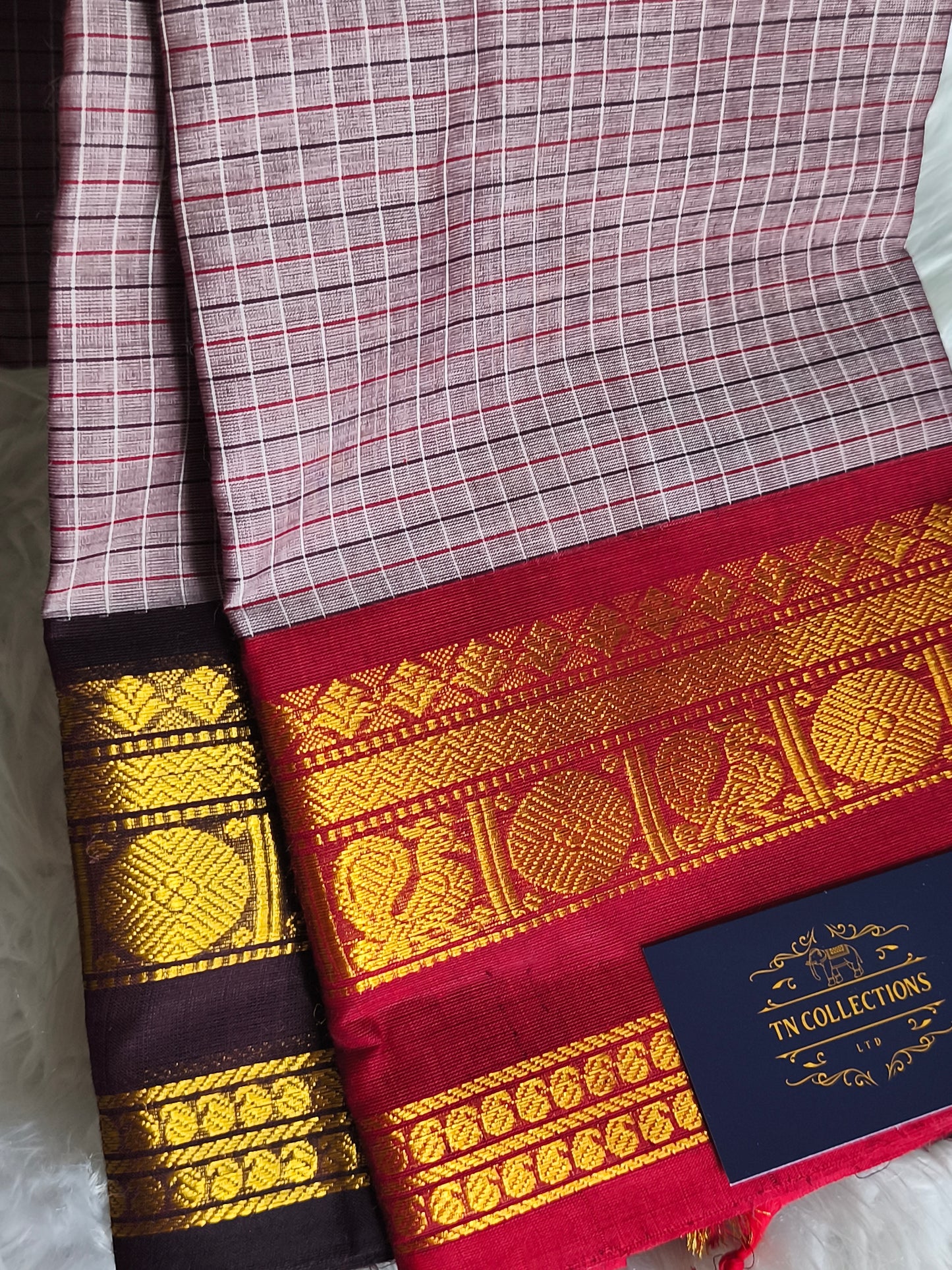 Pure Handloom kanchi cotton Kattam Saree