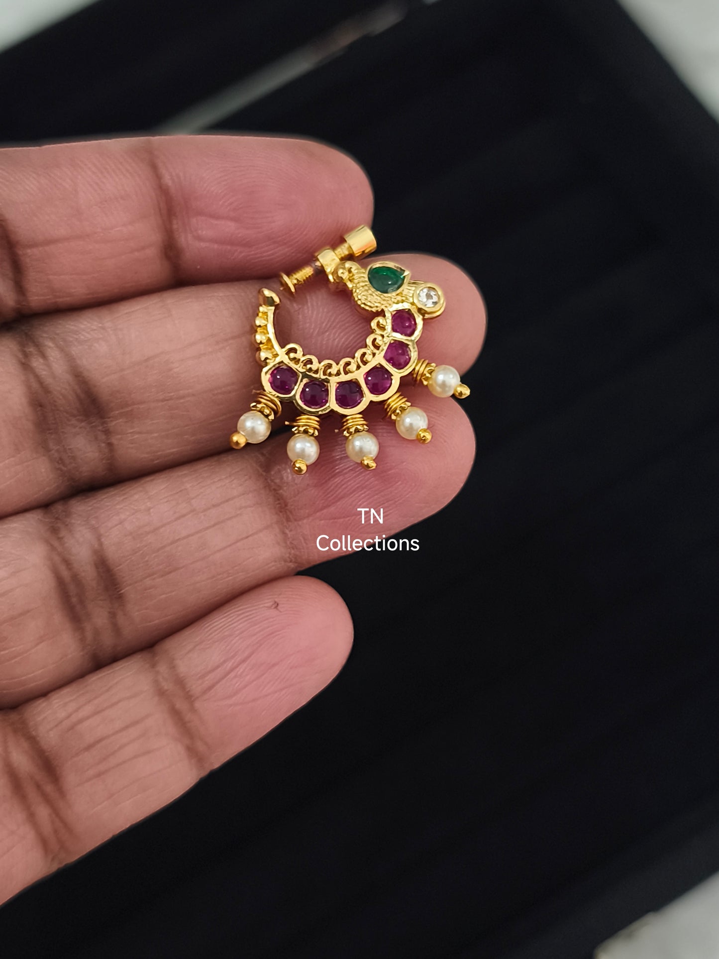 Bridal Gold plated Nose ring (Ruby)