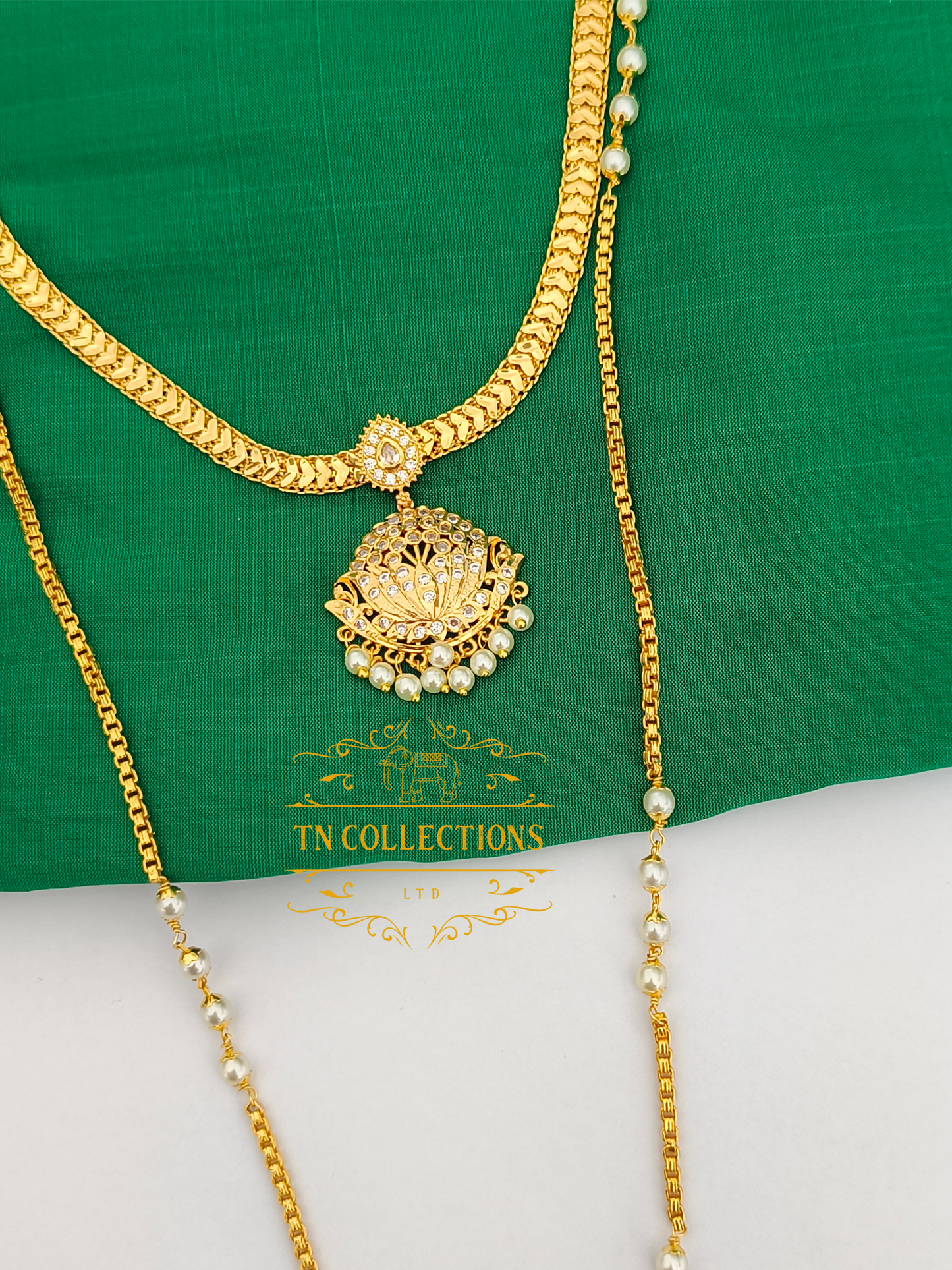 Micro Gold-Plated Traditional Alli Attiyal Pathakkam set (White stones)
