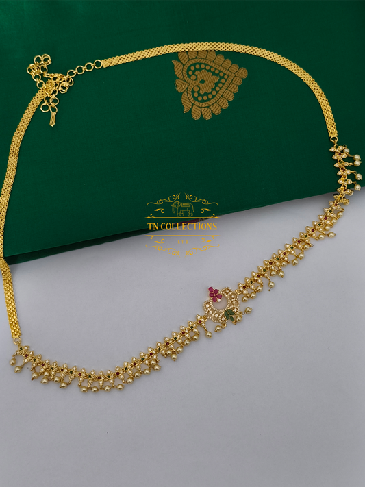 Gold Finish Cz Hip Chain
