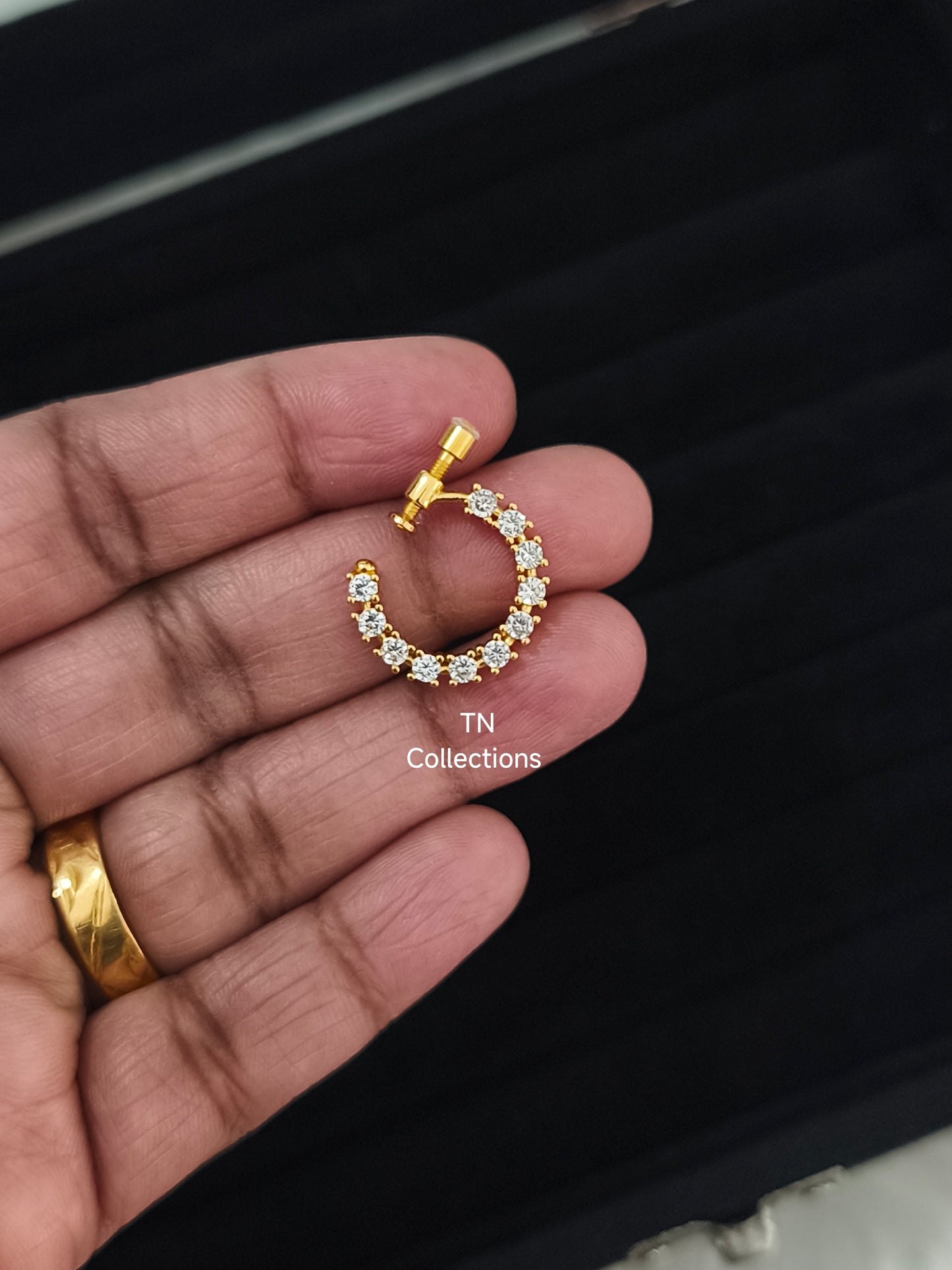 Gold plated Nose Ring (Full white stones)