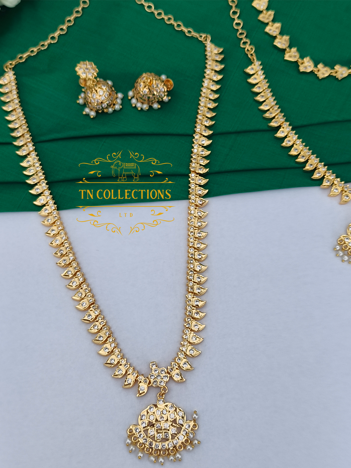 Micro Gold Finish cz Semi Bridal Set (Full white stones)