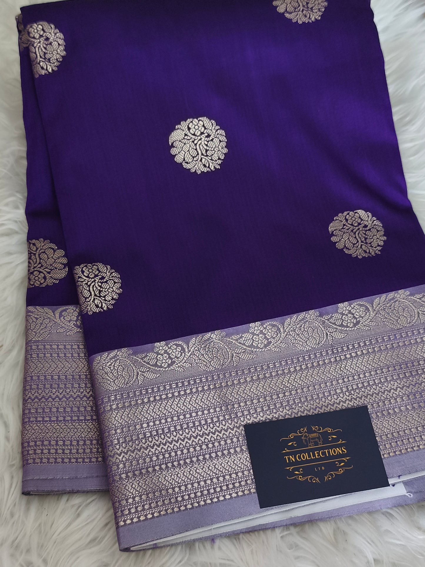 Banarasi Semi Katan Semi Silk Saree (Dark Purple)