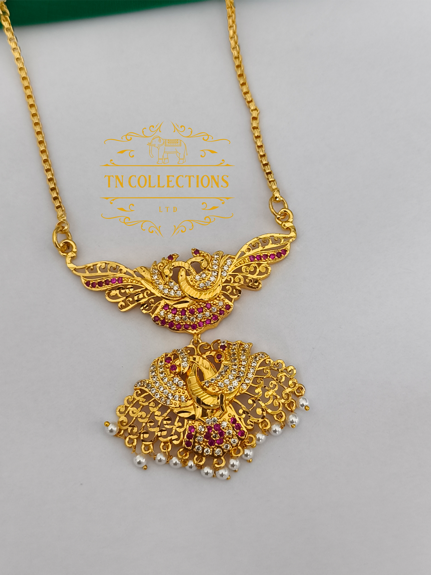 Micro Gold-Plated Traditional Pathakkam with single layer pearl chain